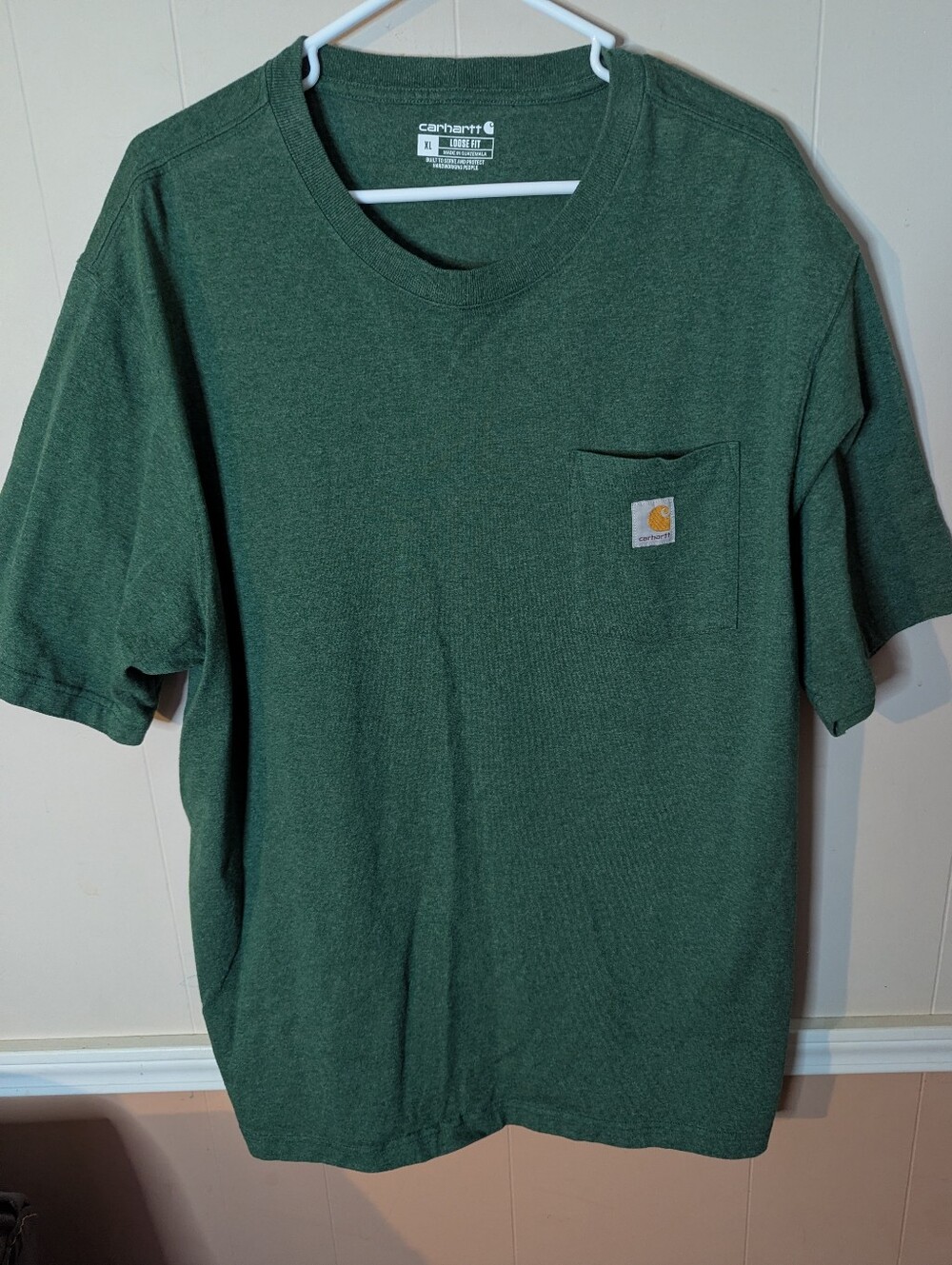 Carhartt Forest Green Pocket Tee with Logo on Pocket Men's Size XL